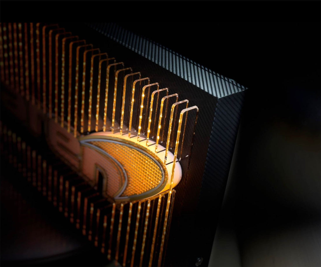 3D acrylic wall art featuring a luxury supercar emblem with golden light reflections, handcrafted by 4D SIGNS.