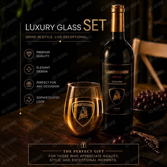 Luxury Lamborghini Mirror Gold Drinking Glass Set | Collector Barware Gift